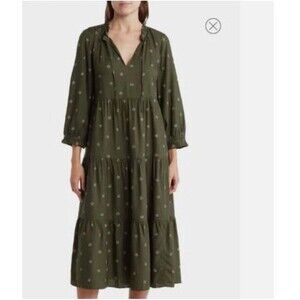 daisy embroidered lightspun square-neck midi dress Madewell